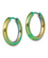 ფოტო #3 პროდუქტის Stainless Steel Brushed Rainbow plated Hinged Hoop Earrings