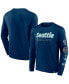 Фото #1 товара Men's Deep Sea Blue Seattle Kraken Strike the Goal Long Sleeve T-shirt