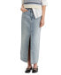 ფოტო #1 პროდუქტის Women's Cotton Denim Front-Slit Ankle Column Skirt