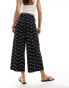 Фото #2 товара ASOS DESIGN broderie wide leg culotte trouser with tie belt