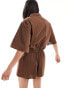 Esmee beach oversized beach playsuit in brown