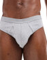 ASOS DESIGN 2 pack rib brief in grey and blue