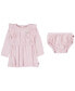 ფოტო #1 პროდუქტის Baby Girls Long Sleeve Hacci Knit Dress and Diaper Cover Set