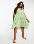 Фото #4 товара Vero Moda Curve shirred strappy beach mini dress in sage green