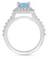 Фото #3 товара Aquamarine (1-3/8 ct. t.w.) and Diamond Halo Ring