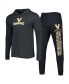 ფოტო #1 პროდუქტის Men's Black, Charcoal Vanderbilt Commodores Meter Pullover Hoodie and Joggers Sleep Set