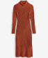 Women's 100% Cashmere Turtleneck Midi Sweater Dress, Regular & Petites, Created for Macy's Bronze Pecan, P/M - фото #4