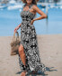 Women's Ornate Print Slit Maxi Beach Dress