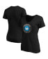 Women's Black Charlotte FC Primary Logo V-Neck T-shirt