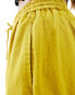 ASOS DESIGN Petite pull on barrel leg trouser with linen in chartreuse