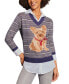 Фото #4 товара Women's Dog Scarf Layered-Look V-Neck Sweater