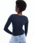 Фото #8 товара Cotton:On twist front long sleeve top in midnight blue