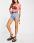 Фото #3 товара Topshop denim comfort stretch Mom shorts in bleach