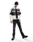 Фото #4 товара ASOS DESIGN oversized faux leather motocross racer jacket in black and white