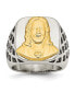 ფოტო #1 პროდუქტის Stainless Steel Sterling Silver Jesus Yellow IP-plated Ring