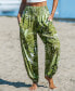 ფოტო #4 პროდუქტის Women's Palm Leaf Smocked Waist Tapered Leg Pants