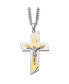 ფოტო #1 პროდუქტის Brushed Yellow IP-plated Crucifix Curb Chain Necklace