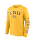 Фото #2 товара Men's Gold LSU Tigers Distressed Arch Over Logo Long Sleeve T-shirt