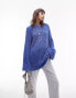 Фото #2 товара Topshop knitted tinsel oversized jumper in blue