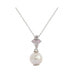 ფოტო #2 პროდუქტის Pink Sapphire & Lab-Grown White Sapphire & Freshwater Pearl Cluster Drop Pendant Necklace in Sterling Silver by Suzy Levian