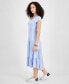 ფოტო #3 პროდუქტის Women's Short-Sleeve Tiered Logo Midi Dress