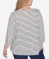 Plus Size Boat Neck Holiday Truck Printed Striped Top