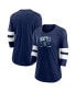 ფოტო #4 პროდუქტის Women's Heather Deep Sea Blue Seattle Kraken Line Shift Tri-Blend Three-Quarter Sleeve T-shirt