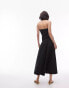 Topshop shirring bandeau maxi dress in black