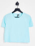 Pieces cropped t-shirt in turquoise