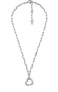 Romantic Pavé Heart Zirconia Silver Necklace MKC1647CZ040