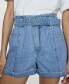 ფოტო #3 პროდუქტის Women's Belt Detail Denim Shorts