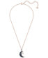 Фото #2 товара Swarovski rose Gold-Tone Imitation Pearl & Crystal Moon Pendant Necklace, 15-5/8" + 2" extender