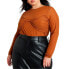 Фото #1 товара Plus Size Bust Detail Tissue Knit Top