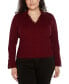 Фото #1 товара Plus Size Flared Sleeve Johnny Collar Sweater