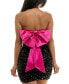 Juniors' Pleated-Satin Back-Bow Sequin Dress