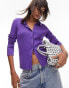 Фото #1 товара Topshop knitted fine gauge collar cardigan in purple