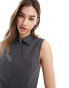 Weekday Fuji co-ord zip through vest in grey pinstripe