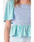Фото #2 товара Women's Floral Knit Smocked Top