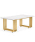 Фото #1 товара Tribe signs 70.9" Modern Office Desk, Wooden Computer Desk, Large Workstation for Home Office, Study Writing Desk, Small Conference Table for Meeting Room (White and Gold)