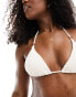 Stradivarius smocked triangle bikini top in white