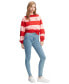 ფოტო #7 პროდუქტის Women's Striped Letterman Crewneck Cotton Sweatshirt