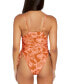 Фото #2 товара Juniors' Blocked Out Printed Ruched One-Piece Swimsuit