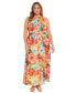 ფოტო #1 პროდუქტის Plus Size Floral Halter Maxi Dress