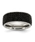 ფოტო #1 პროდუქტის Stainless Steel Polished with Black Crystal 9mm Band Ring