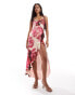 Фото #1 товара ASOS DESIGN strappy ruffle detail maxi dress in pink floral print