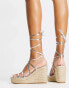 Фото #4 товара Truffle Collection tie leg espadrille wedge sandals in silver