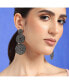 Women's Black Circular Cluster Drop Earrings