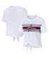 Фото #1 товара Women's White Texas A&M Aggies Striped Front Knot Cropped T-shirt