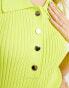 Morgan knitted collar detail button through top in lime