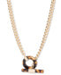 Фото #1 товара Lauren Ralph Lauren gold-Tone Logo Tortoise-Look Toggle 17" Collar Necklace